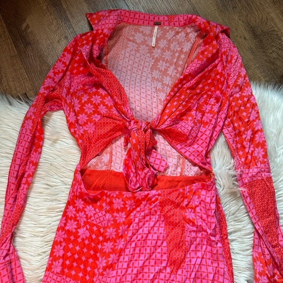 FREE PEOPLE Miki Mini Dress In Rose Combo - Picture 4 of 5